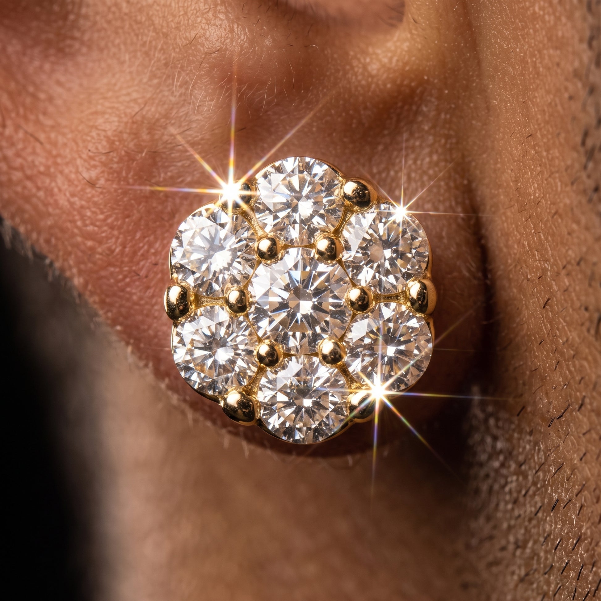 S925 Moissanite Clustered Round Cut Earrings - Different Drips