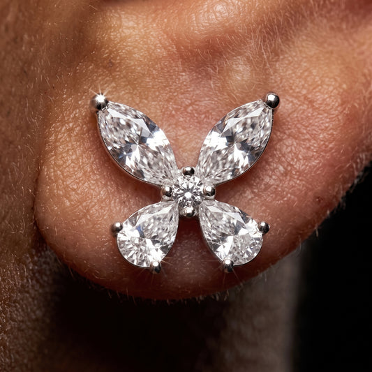 S925 Moissanite Diamond Butterfly Cut Earrings - Different Drips