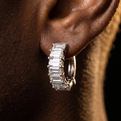 S925 Moissanite Baguette Huggie Earrings - Different Drips