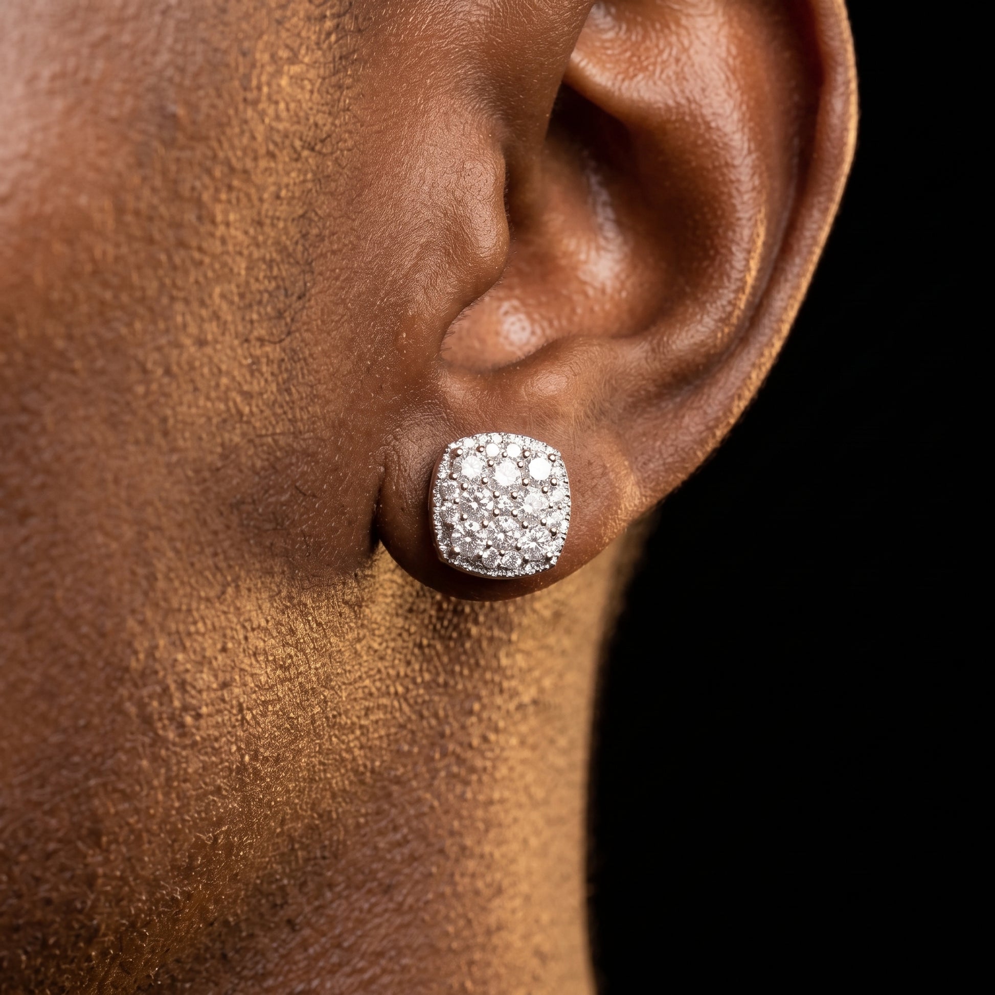 10K White Gold Cluster Moissanite Diamond Earrings - Different Drips
