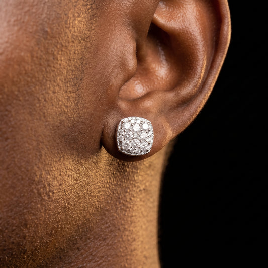 10K White Gold Cluster Moissanite Diamond Earrings - Different Drips
