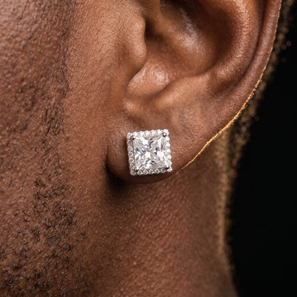 S925 Moissanite Princess Cut Square Stud Earrings - Different Drips