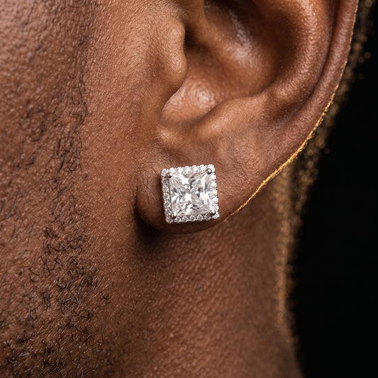 S925 Moissanite Princess Cut Square Stud Earrings - Different Drips