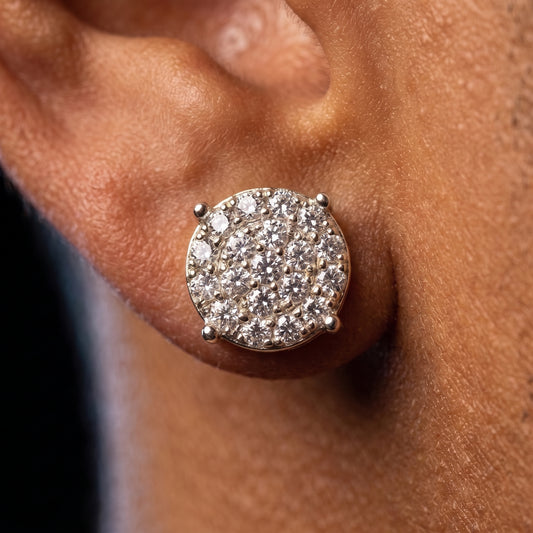 925 Sterling Silver Moissanite 3 Row Round Stud Earrings - Different Drips