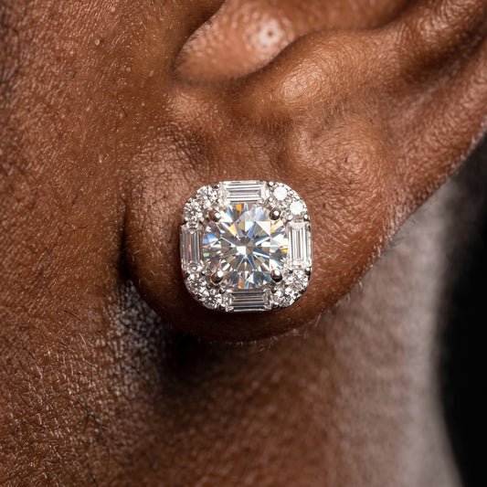 S925 Moissanite Round Halo Stud Earring - Different Drips