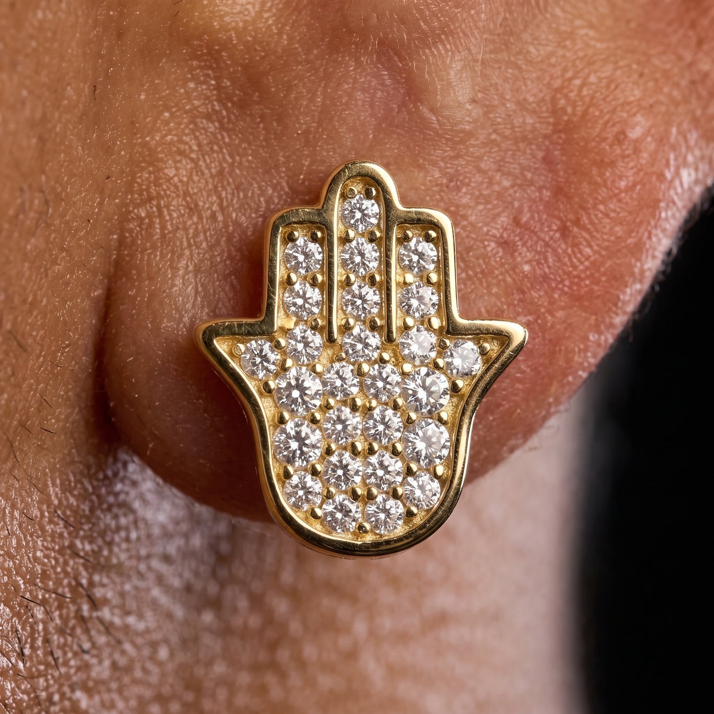 S925 Iced Hamsa Moissanite Stud Earrings - Different Drips