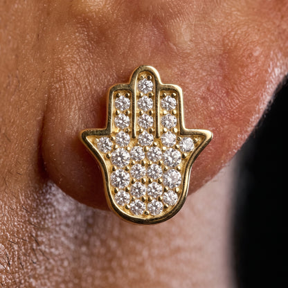 S925 Iced Hamsa Moissanite Stud Earrings - Different Drips