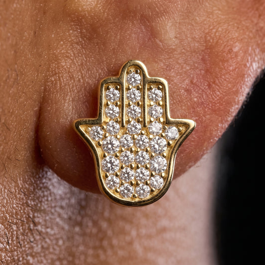 S925 Iced Hamsa Moissanite Stud Earrings - Different Drips
