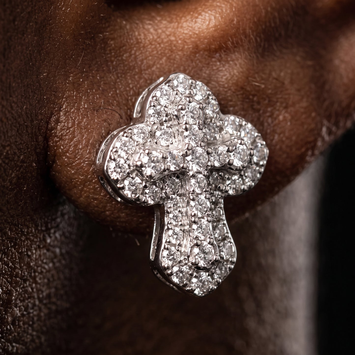 Moissanite Micro-Prong Cross Stud Earrings - Different Drips