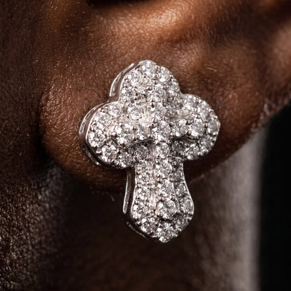 Moissanite Micro-Prong Cross Stud Earrings - Different Drips