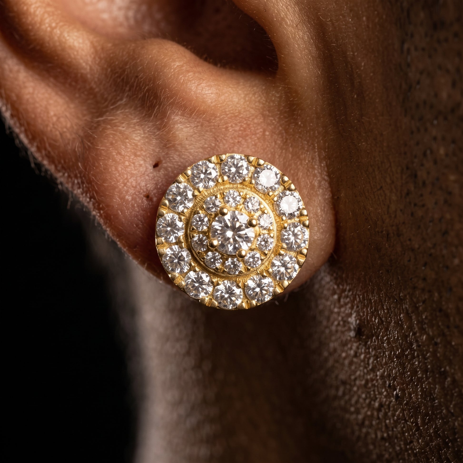 Moissanite Round Cluster Halo Stud Earrings - Different Drips