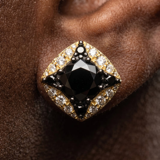Black & White Pavé Cushion Stud Earrings - Different Drips