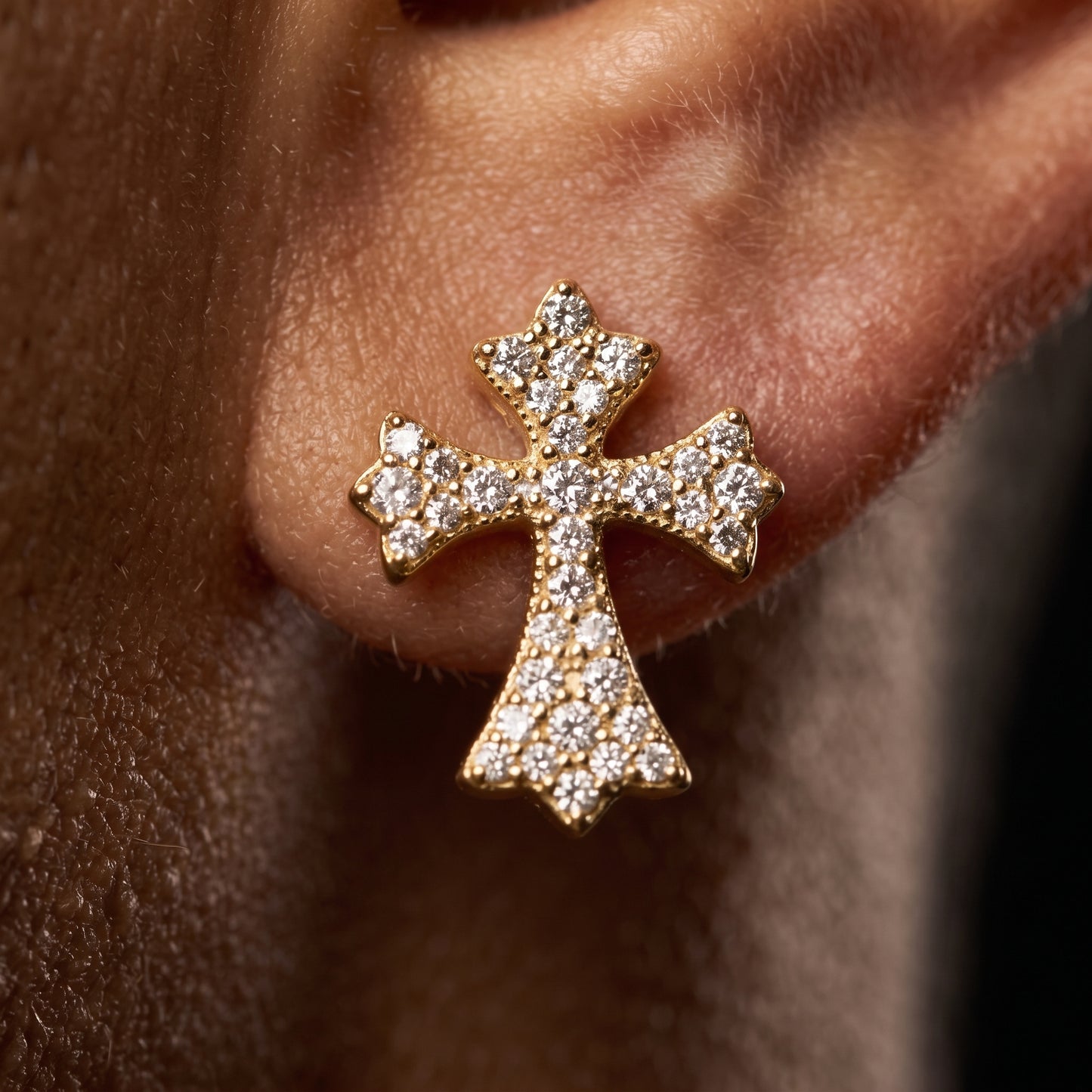 S925 Moissanite Diamond Flared Cross Earrings - Different Drips