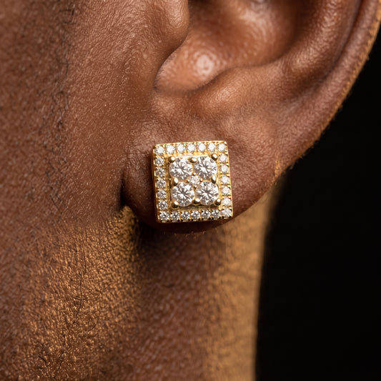 S925 Moissanite Square Stud Earrings - Different Drips