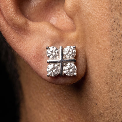 S925 Moissanite Diamond Four-Stone Cross Stud Earrings - Different Drips