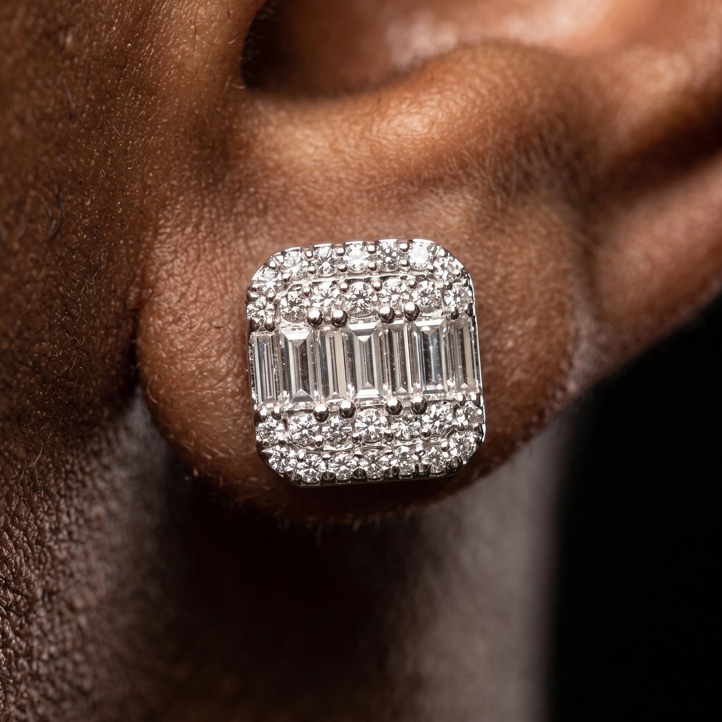 7mm S925 Moissanite Baguette Earrings - Different Drips
