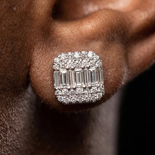7mm S925 Moissanite Baguette Earrings - Different Drips