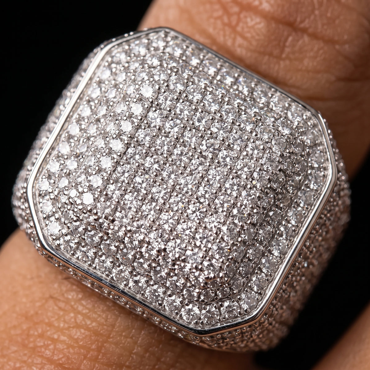 S925 Moissanite Diamond Square Signet Ring – view 3