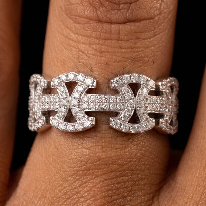 10mm Byzantine link ring with woven chain pattern band