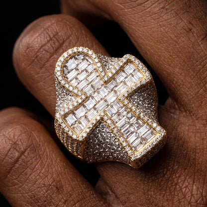 Wide Baguette Cross Ring