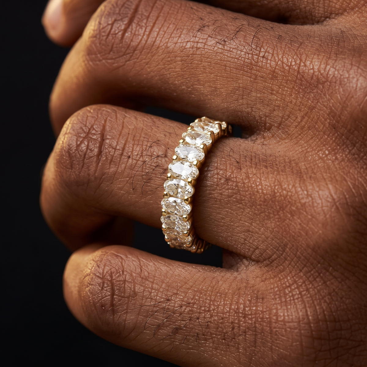 S925 Baguette Oval Cut Moissanite Eternity Ring