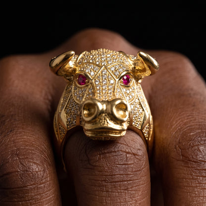 Black Pavé Bull Head Ring