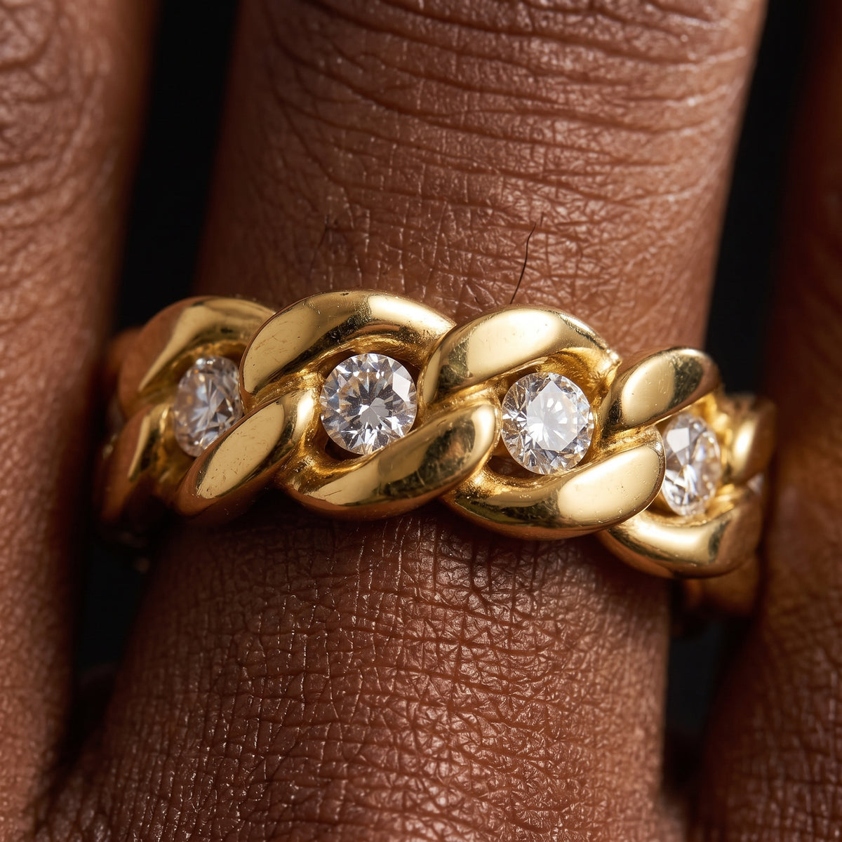 Cuban Link Moissanite Eternity Band Ring