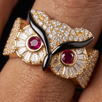 S925 Moissanite Diamond Owl Ring