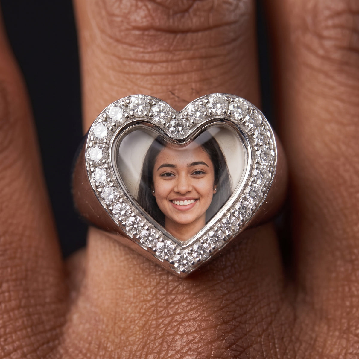 Iced Personalized Custom Memorial Photo Ring