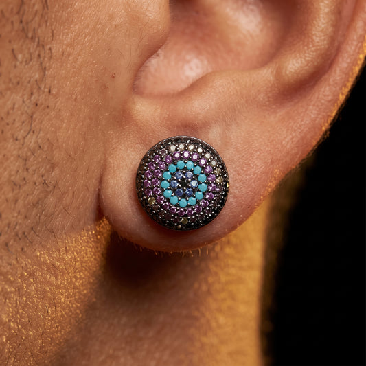 Round Cut Pave Stud Earrings