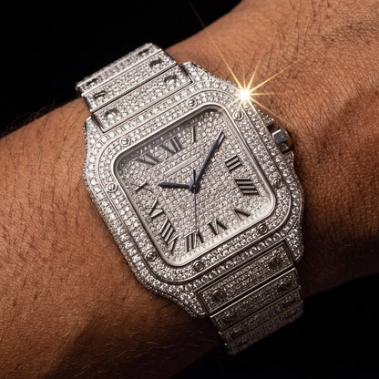 Iced Square Roman Numeral Watch - Different Drips