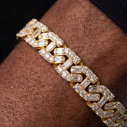 9mm Square Cut Baguette Mariner Link Bracelet - Different Drips
