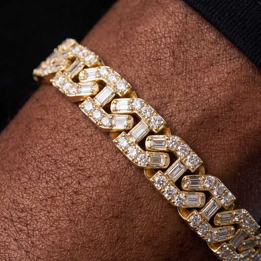 9mm Square Cut Baguette Mariner Link Bracelet