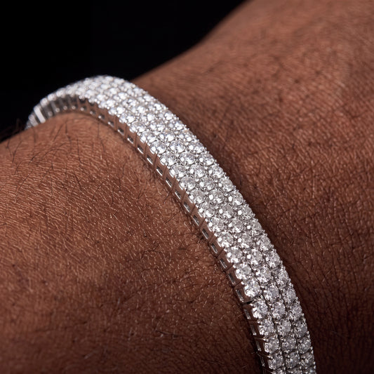 4mm S925 3 Row Moissanite Cuff Bracelet - Different Drips