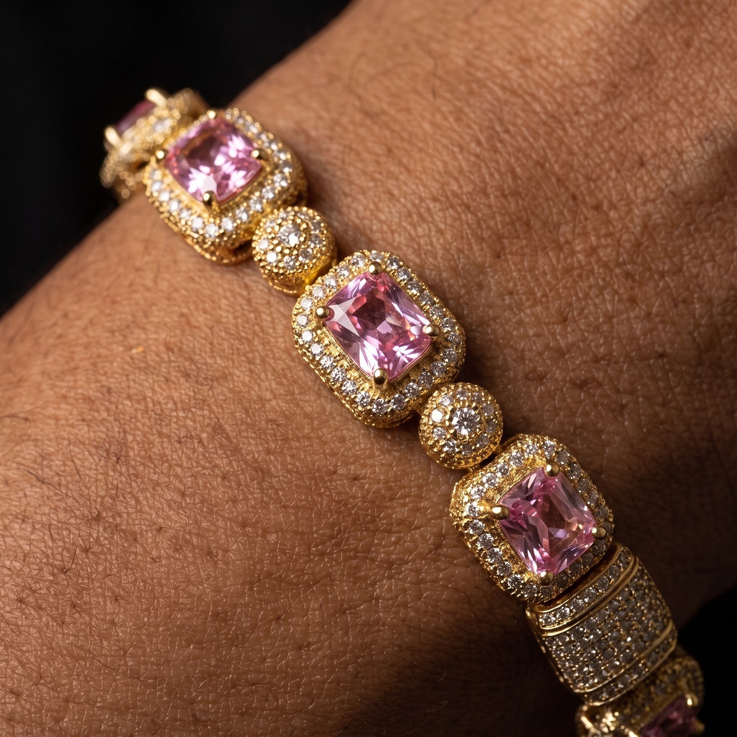 8mm Baguette Halo Iced Tennis Bracelet