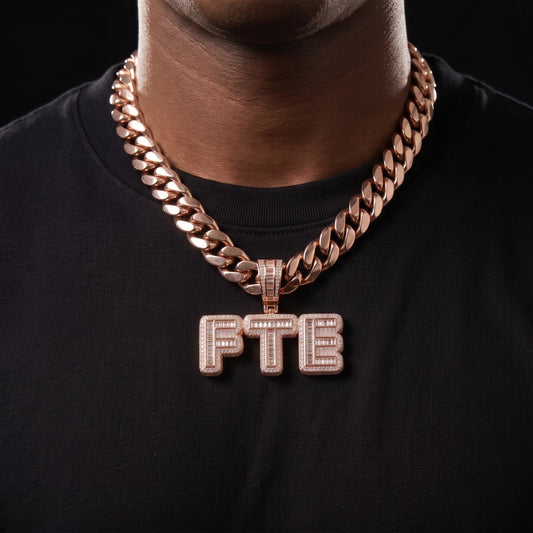 Baguette Custom Letter Pendant Rose Gold - Different Drips