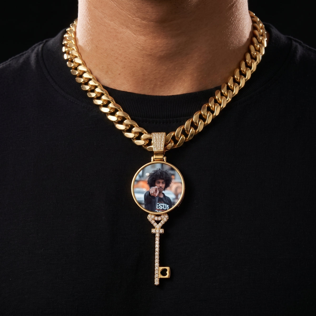 Custom Key Shaped Photo Pendant - Different Drips