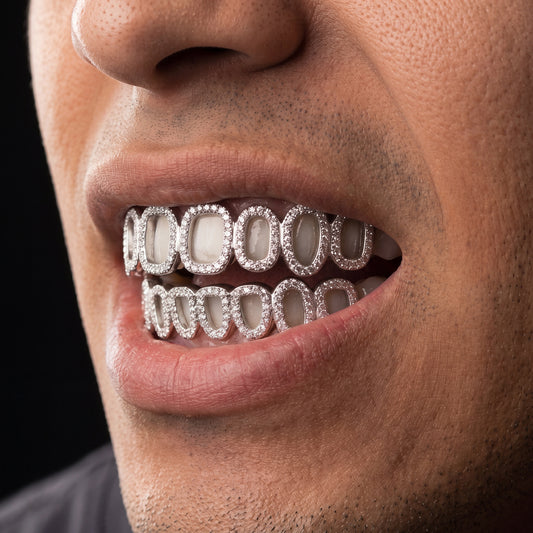 Iced Hollow Rounded Open Face Grillz - Different Drips