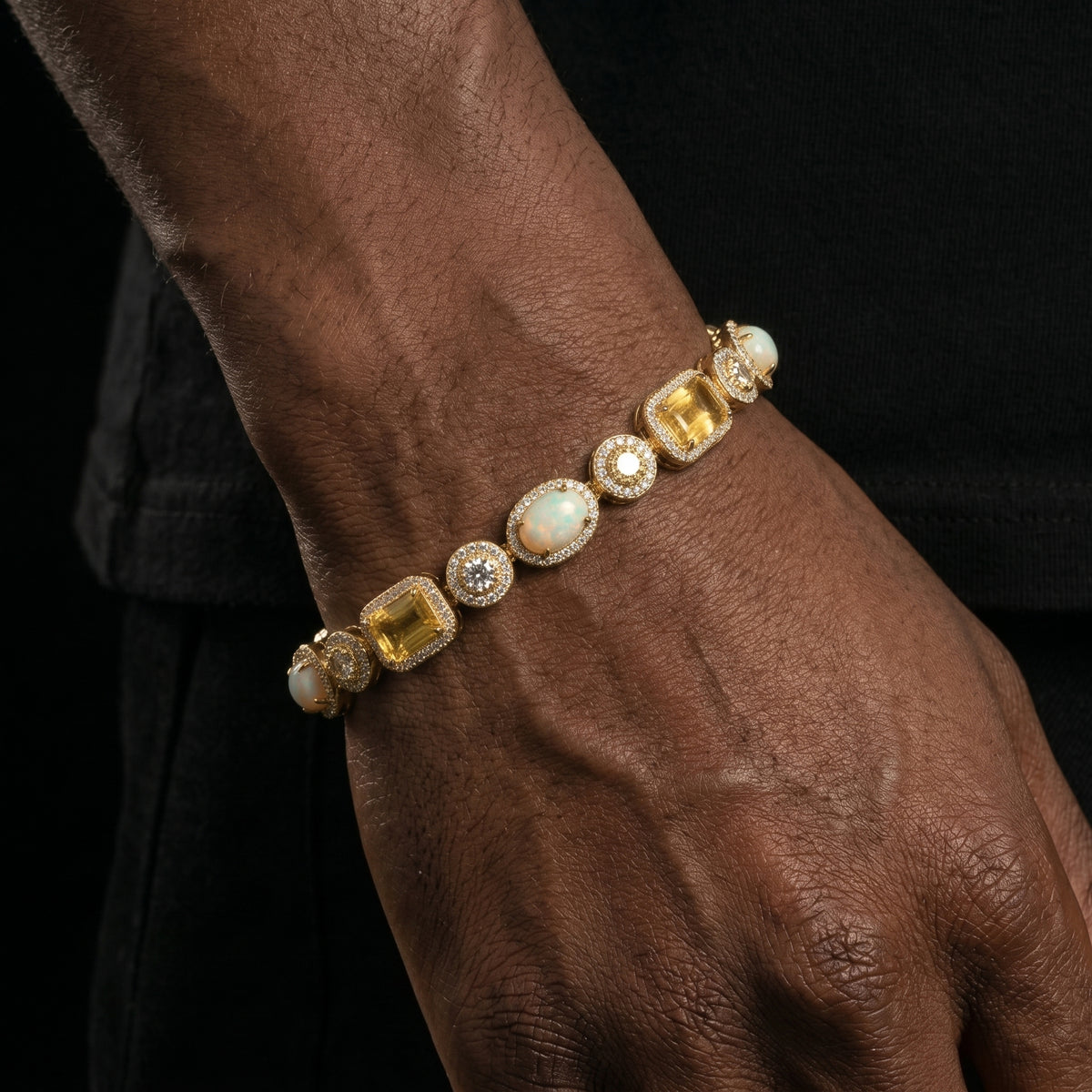 8mm Citrine Yellow Opal Mixed Stone Tennis Chain - Different Drips