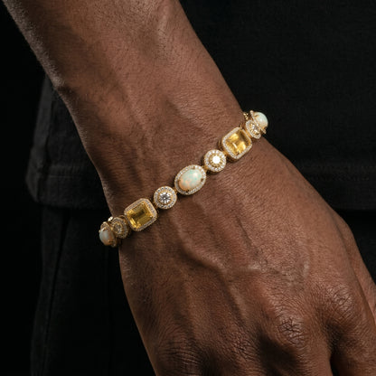 8mm Citrine Yellow Opal Mixed Stone Tennis Chain - Different Drips