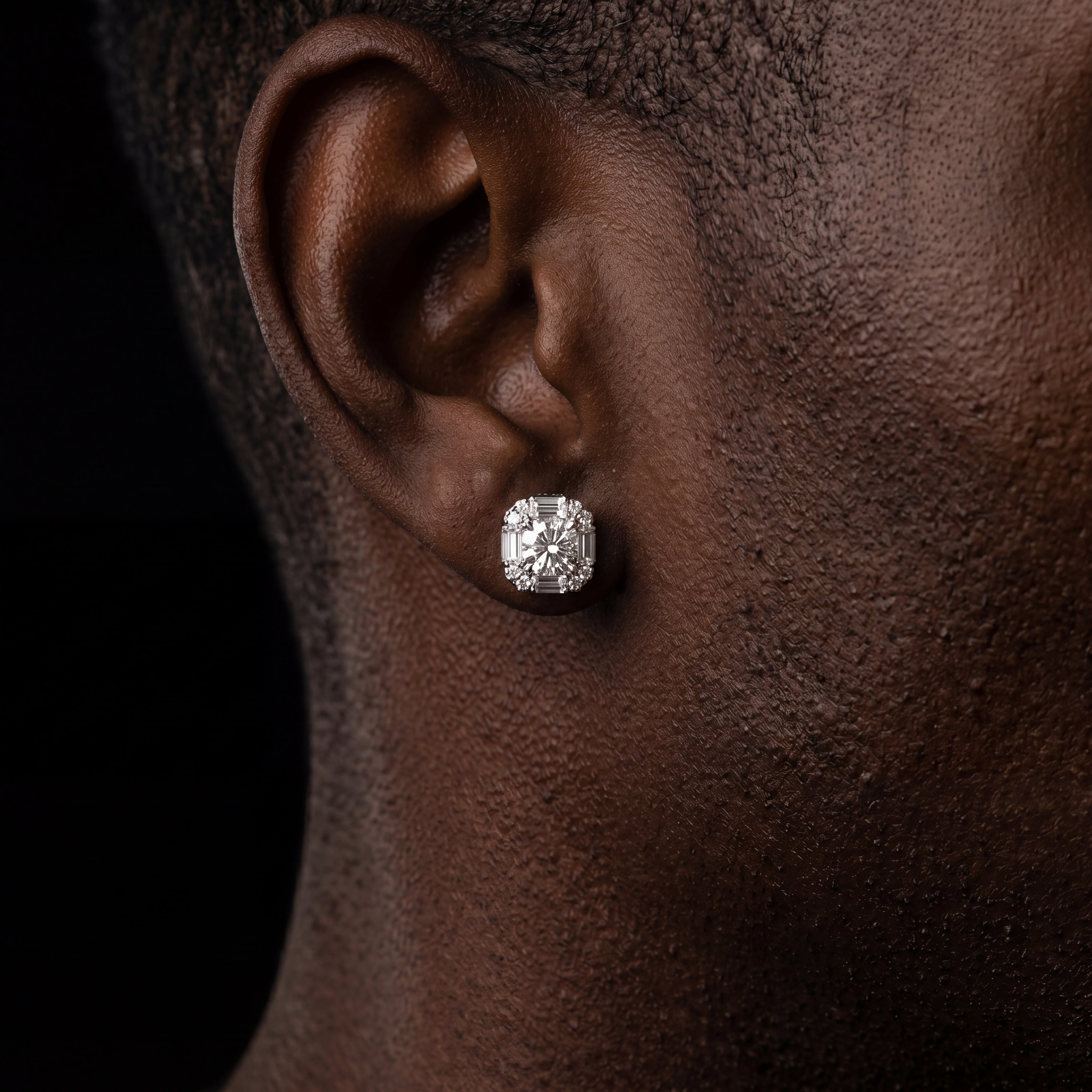 S925 Moissanite Round Halo Stud Earring
