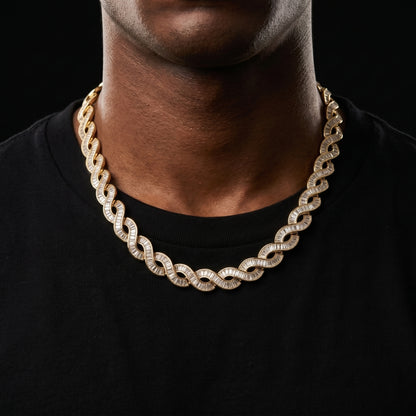 Iced Baguette Infinity Twist Link Chain