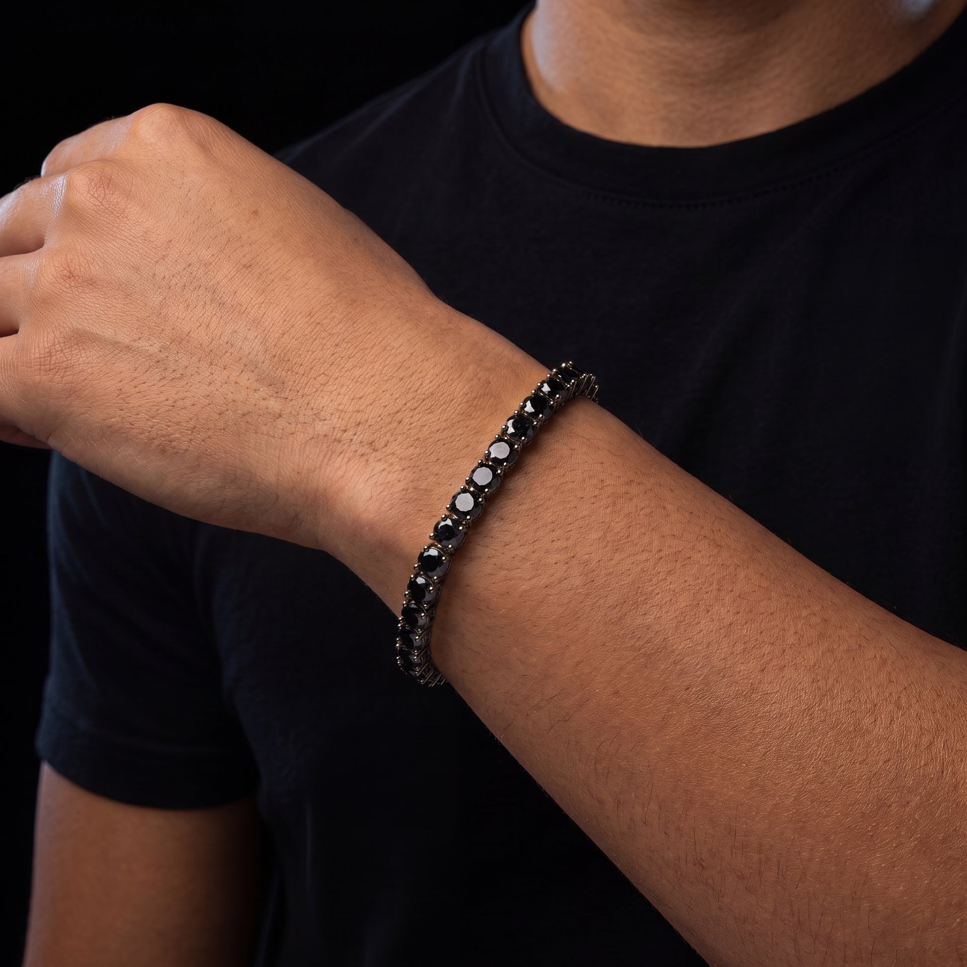 5mm Black Round Cut Tennis Bracelet - Different Drips