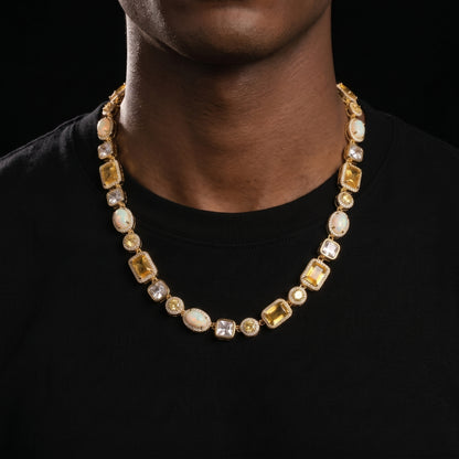 8mm Citrine Yellow Opal Mixed Stone Tennis Chain - Different Drips