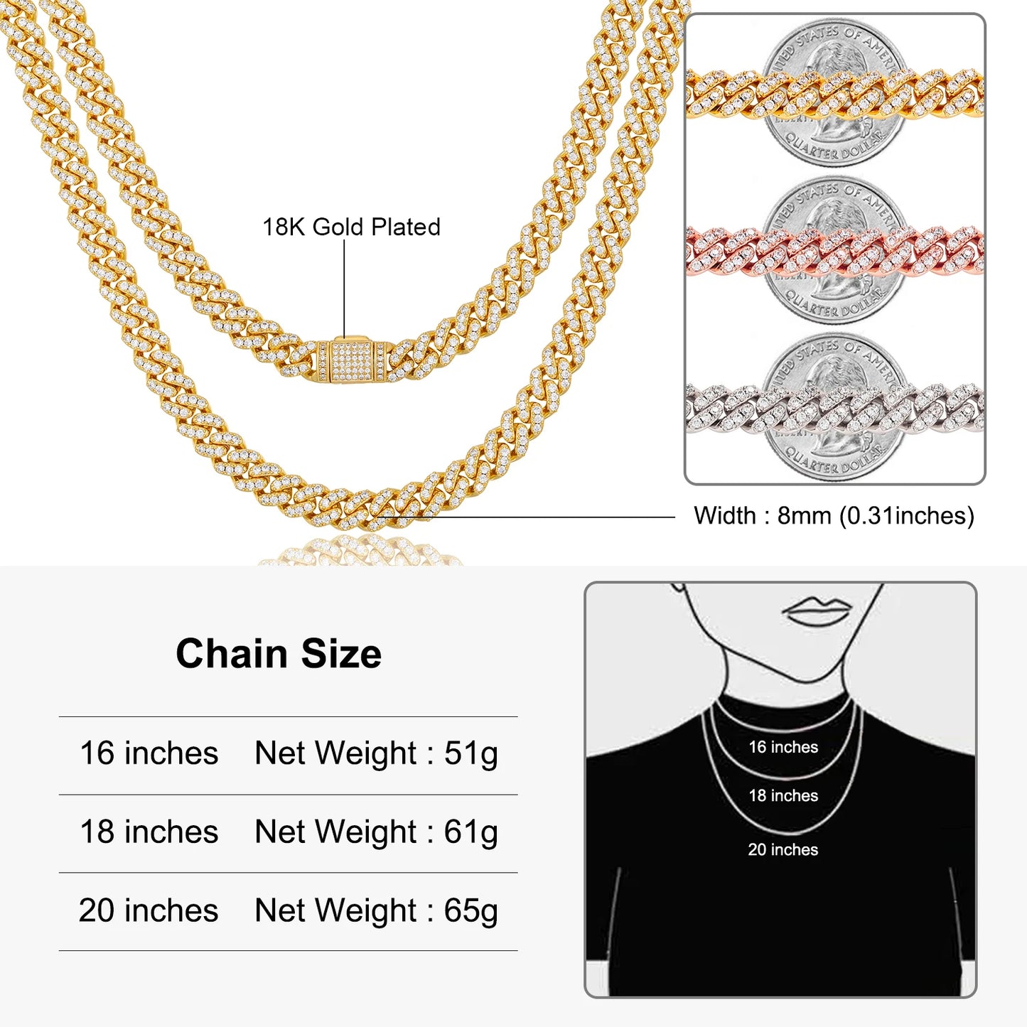 6mm Iced Out Cuban Chain - Different Drips