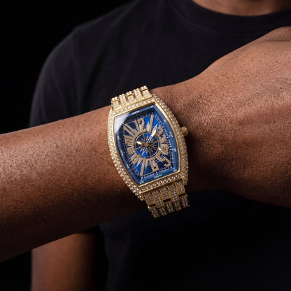 Iced Tonneau Shaped Compass Watch - Different Drips