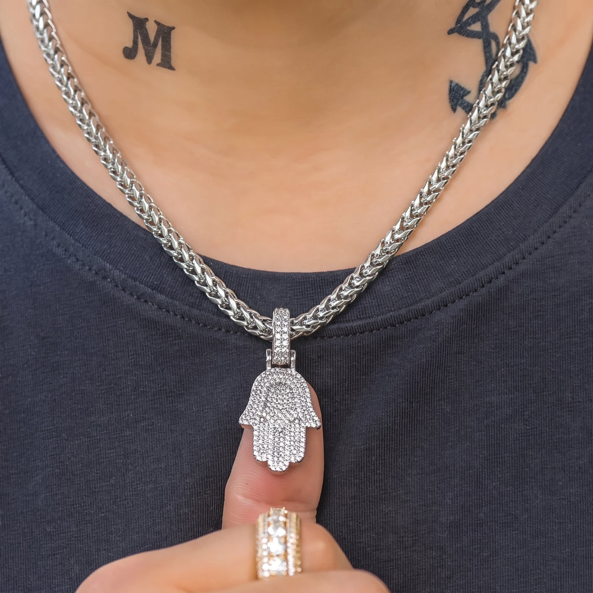 Iced Out Hamsah Hand Pendant - Different Drips