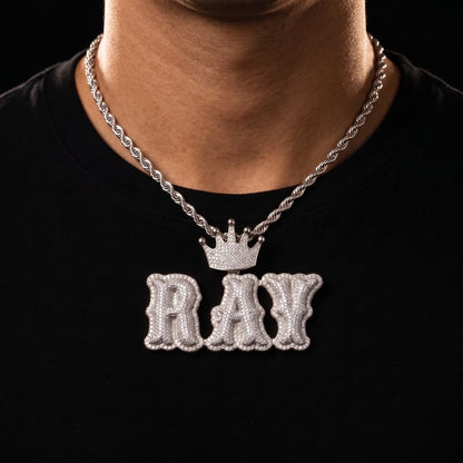 Crowned Layered Bubble Custom Letter Pendant - Different Drips