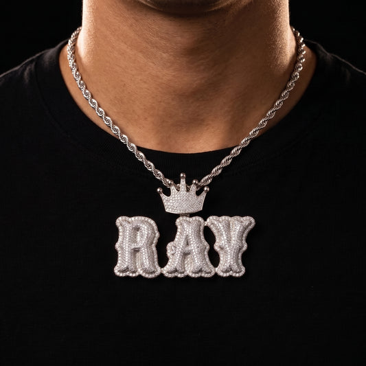 Crowned Layered Bubble Custom Letter Pendant - Different Drips