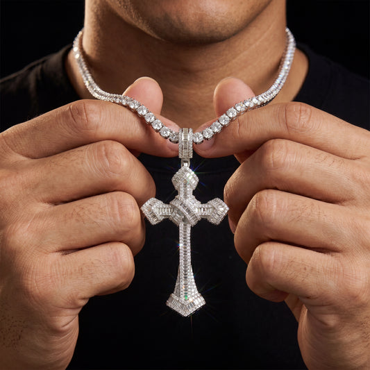 Baguette Cross Pendant - Different Drips